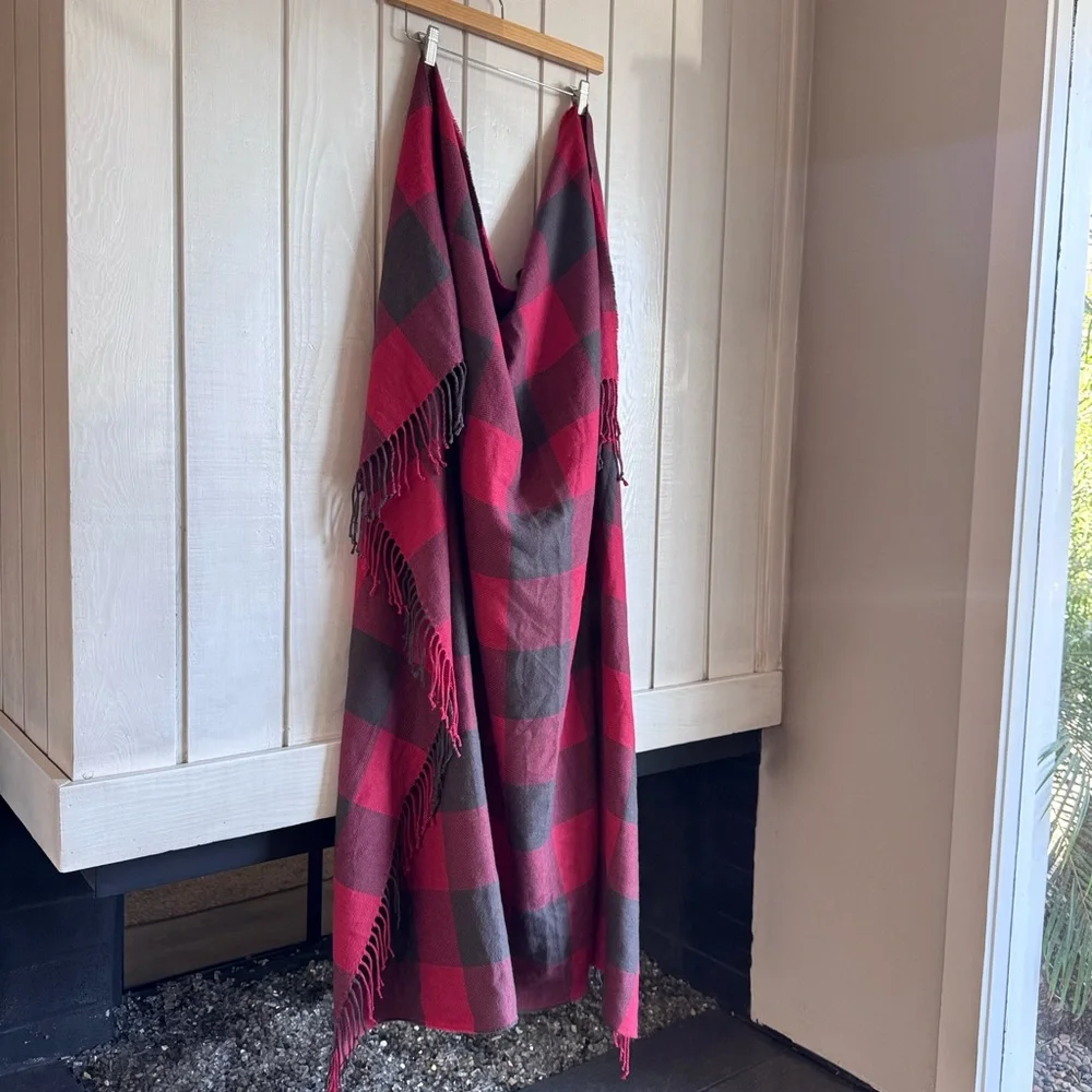 Pottery Barn Red & Black Throw Blanket